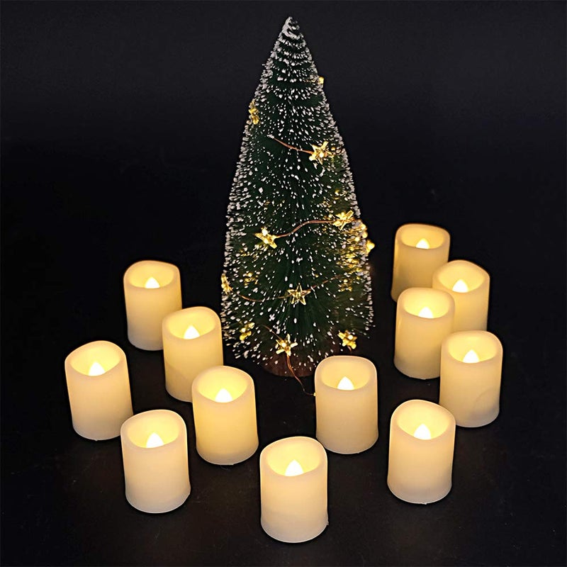 DRomance Flameless Flickering LED Votive Candles Remote and Timer, Battery Operated Tealights Battery Included, Amber Yellow Light 1.5 x 2 inch Set of 12 for Christmas Decoration - Image 4